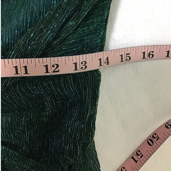 LULU'S M Shiny Teal Green Glamorous Glitz One-Shoulder Neck Maxi Dress NEW B97 - Picture 7 of 8